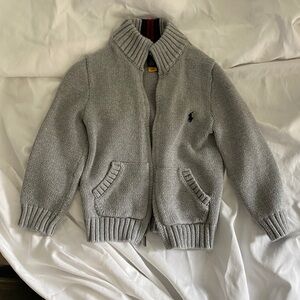 Polo Gray Knit Zip-Up Sweater